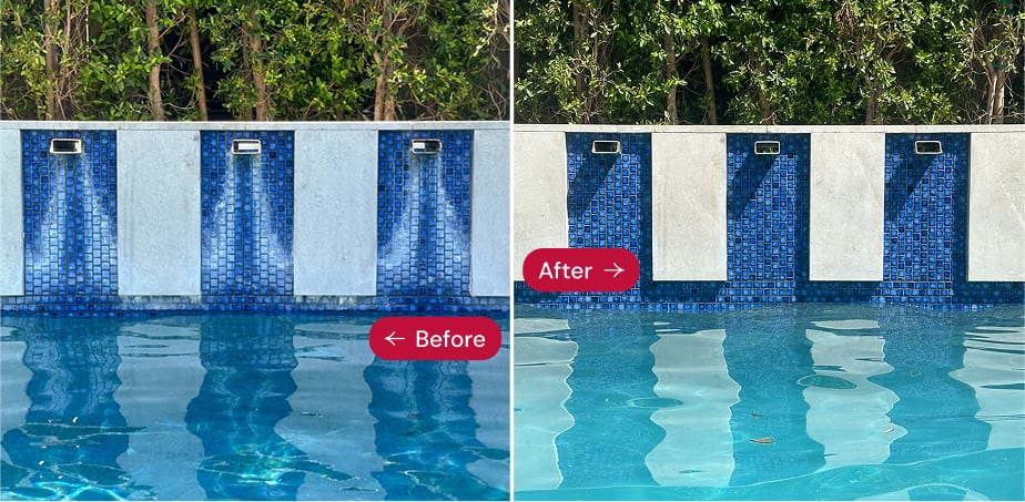 Before and after pool cleaning in Mesa, AZ